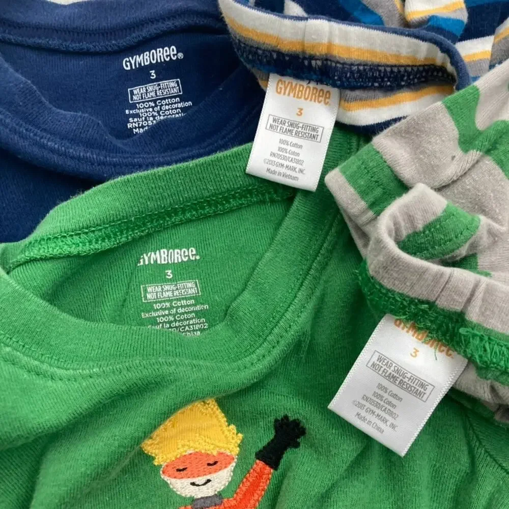Gymboree Bundle of Pajamas - Gymmies - Green, Blue - 3